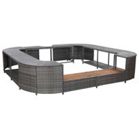 Spa-ombouw vierkant 268x268x55 cm poly rattan grijs - thumbnail