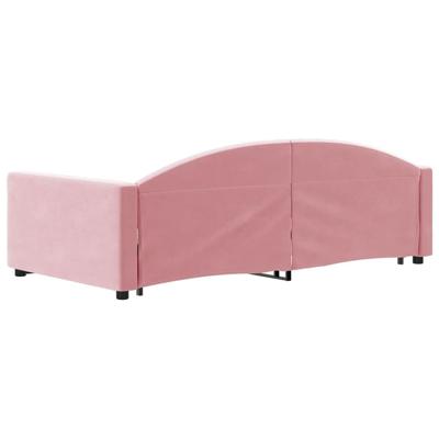 Slaapbank met onderschuifbed en lades 100x200 cm fluweel roze - thumbnail