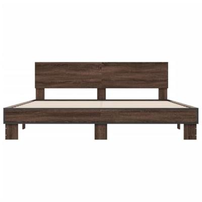 Bedframe bewerkt hout metaal bruin eikenkleur 200x200 cm