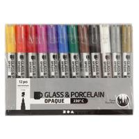 Glas porseleinstiften crea comp 1-2mm 12 kleuren - thumbnail