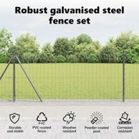 VidaXL Hek met paal grijs 0,8 x 25 m staal en pvc - thumbnail