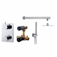 Regendouche set Wiesbaden Caral UFO | Inbouw | Thermostaatkraan | 2-weg | Rond | Chroom - thumbnail