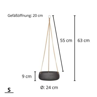 Rough Eco-line hangende bloempot S 24x9 cm Eileen zwart