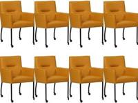 Set van 8 Gele leren moderne eetkamerstoelen Lucky - Toledo Leer Leem (geel leer) - thumbnail