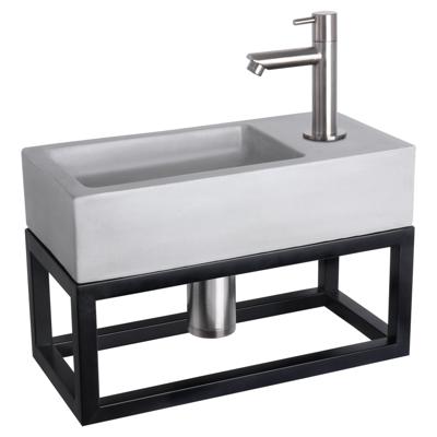 Differnz Differnz Ravo fonteinset beton lichtgrijs - kraan recht - met handdoekrek mat chroom