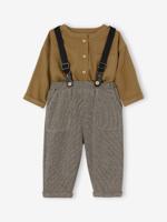 Set overhemd + broek met bretels voor babyjongens olijf - thumbnail
