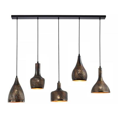 Freelight Hanglamp Fueco 5 lichts L 120 cm bruin zwart Freelight Hanglamp Fueco 5 lichts L 120 cm bruin zwart