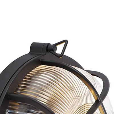 QAZQA Industriële ronde wandlamp zwart IP44 - Noutica