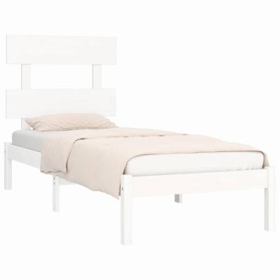 Bedframe massief hout wit 90x200 cm