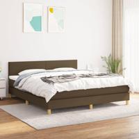 Boxspring met matras stof donkerbruin 180x200 cm - thumbnail