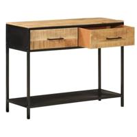 Wandtafel 100x35x76 cm massief mangohout en ijzer - thumbnail