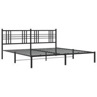 Bedframe met hoofdbord metaal zwart 200x200 cm - thumbnail