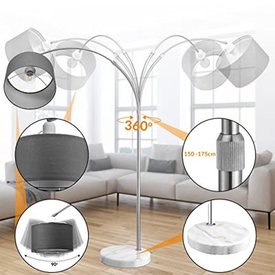 Booglamp, retro lamp, vloerlamp, Edelstaal, gebogen vloerlamp met lampenkap , verstelbaar