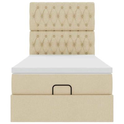 Ottoman bed met matras 90x190cm stof crèmekleurig