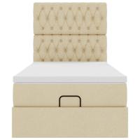 Bed met matras 100x200 cm stof crèmekleurig - thumbnail