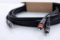 Cordial 14856 Jackplug / Cinch Audio Y-adapter [1x Jackplug male 3,5 mm - 2x Cinch-stekker] 3 m Zwart PVC-mantel, Tweelingkabel - thumbnail