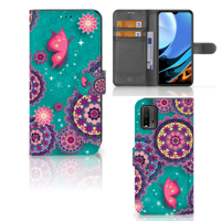 Xiaomi Redmi 9T | Poco M3 Hoesje Cirkels en Vlinders - thumbnail