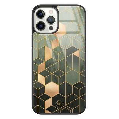 iPhone 12 Pro glazen hardcase - Kubus groen