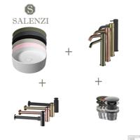 Salenzi Waskomset Hide Circle 40x12 cm Inclusief Hoge Kraan - thumbnail