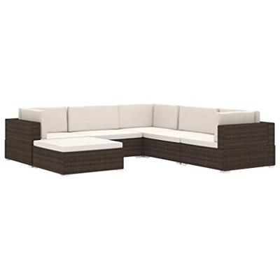 Middenbank 1 st met kussens poly rattan bruin