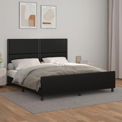 Bedframe met hoofdbord kunstleer zwart 180x200 cm