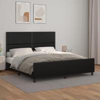 Bedframe met hoofdbord kunstleer zwart 180x200 cm - thumbnail