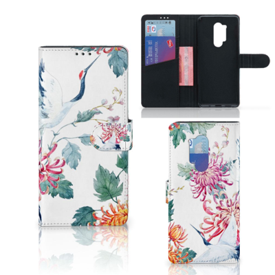 OnePlus 8 Pro Telefoonhoesje met Pasjes Bird Flowers