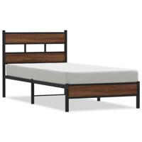 Bedframe zonder matras metaal bruin eikenkleur 180x200 cm - thumbnail