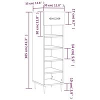 Schoenenkast 30x35x105 cm bewerkt hout bruineikenkleurig - thumbnail