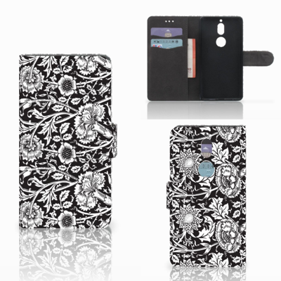 Nokia 7 Hoesje Black Flowers Nokia 7 Hoesje Black Flowers