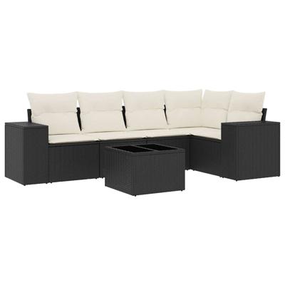 5-delige Loungeset met kussens poly rattan zwart 5-delige Loungeset met kussens poly rattan zwart