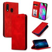 Retro huid voelen Business magnetische horizontale Flip lederen case voor Galaxy A20E & A10E & A202F (rood) - thumbnail