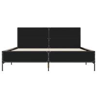 Bedframe bewerkt hout metaal zwart 180x200 cm - thumbnail