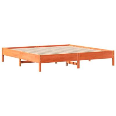 Bed met boekenkast zonder matras grenenhout wasbruin 200x200 cm