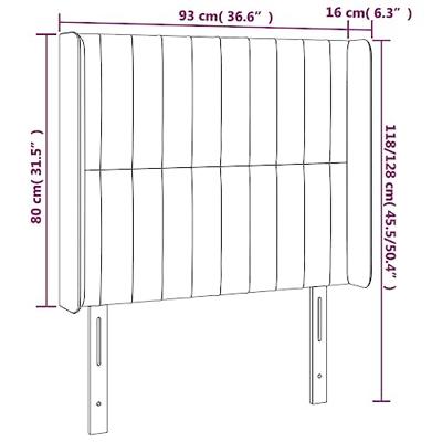 Hoofdbord met randen 93x16x118/128 cm fluweel lichtgrijs