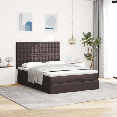 Ottoman bed met matras en LED's 140x190cm stof donkerbruin