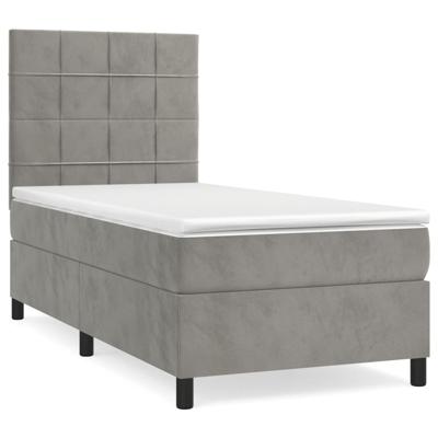 Boxspring met matras fluweel lichtgrijs 120x190 cm - thumbnail