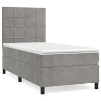 Boxspring met matras fluweel lichtgrijs 120x190 cm - thumbnail