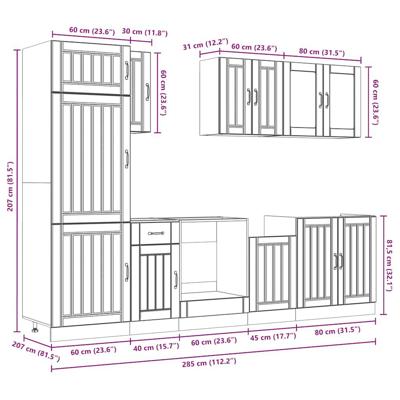 8-delige Keukenkastenset Lucca bewerkt hout sonoma eikenkleur