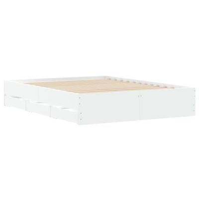 Bedframe met lades bewerkt hout wit 140x200 cm
