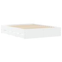 Bedframe met lades bewerkt hout wit 140x200 cm - thumbnail