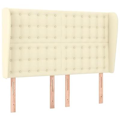 Hoofdbord met randen 147x23x118/128 cm kunstleer crèmekleurig