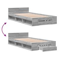 Bedframe met lade bewerkt hout grijs sonoma eiken 90x190 cm - thumbnail