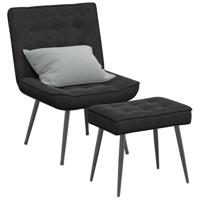 Relaxstoel met voetenbank fluweel zwart - thumbnail