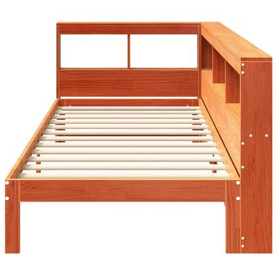 Bed met boekenkast zonder matras grenenhout wasbruin 100x200 cm - thumbnail