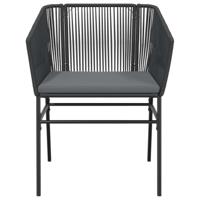 3-delige Tuinset met kussens poly rattan glas zwart - thumbnail