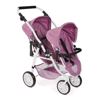 Tweeling Poppenwagen Vario - Pink Jeans