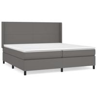 Boxspring met matras kunstleer grijs 200x200 cm - thumbnail