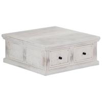VidaXL Salontafel 70x70x30 cm massief mangohout wit - thumbnail