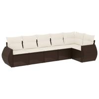 6-delige Loungeset met kussens poly rattan bruin - thumbnail
